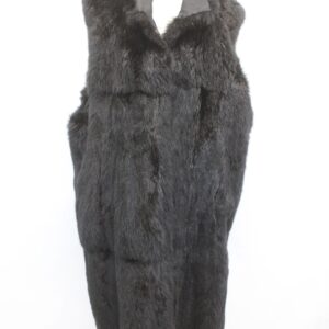EXCELLENT BLACK OPOSSUM FUR LONG VEST WOMEN WOMAN SIZE 12-14 XLARGE