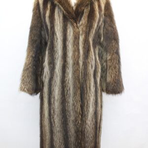 MINT NATURAL RACCOON RACOON FUR COAT JACKET WOMEN WOMAN SIZE 4-6 SMALL HOOD