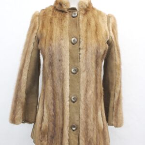 MINT NATURAL CANADIAN MINK FUR JACKET COAT W/ SUEDE WOMEN WOMAN SIZE 2-4 PETITE