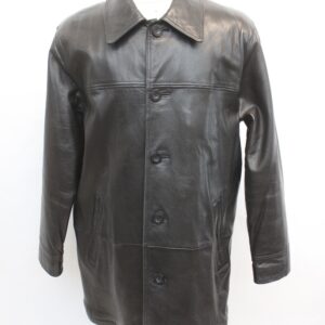 MINT BLACK LEATHER COAT JACKET MEN MAN SIZE 42 MEDIUM