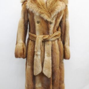 SCRAP ITEM: ORANGE MUSKRAT FUR COAT JACKET W/ RACCOON COLLAR WOMEN WOMAN SZ N/A