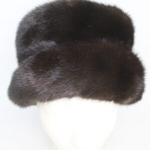 EXCELLENT CANADIAN DARK RANCH BROWN MINK FUR HAT CAP WOMEN WOMAN SIZE ALL
