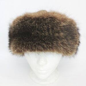 EXCELLENT NATURAL RACCOON RACOON FUR HAT CAP W/ SUEDE TOP WOMEN WOMAN SIZE ALL