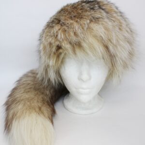 EXCELLENT CANADIAN LYNX FUR HAT W/ FOX TAIL WOMEN WOMAN SIZE ALL