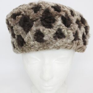 MINT BROWN & BEIGE LAMB FUR HAT CAP WOMEN WOMAN SIZE ALL