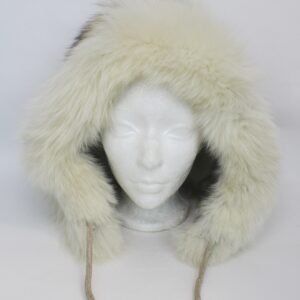 EXCELLENT COYOTE & WHITE FOX TRIM FUR HOOD HAT WOMEN WOMAN SIZE ALl