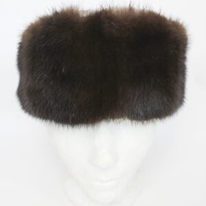 EXCELLENT MAHOGANY CANADIAN MINK FUR HEADBAND HAT WOMEN WOMAN SIZE 22" X 3"