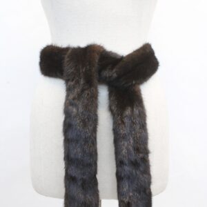 EXCELLENT DOUBLE SIDED DARK RANCH / BROWN MINK FUR BELT / SCARF SIZE 60 X 1.5"
