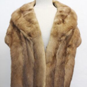 EXCELLENT PASTEL LIGHT BROWN MINK FUR STOLE WRAP CAPE WOMEN WOMAN SIZE 54" X 13"