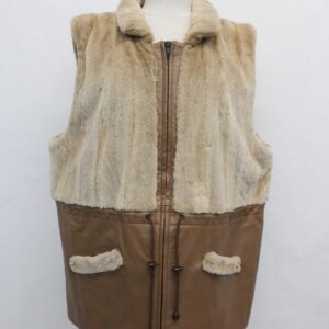 MINT SHEARED CANADIAN PASTEL MINK FUR LEATHER VEST WOMEN WOMAN SIZE 12-14