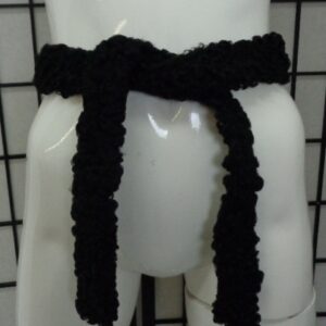 MINT BLACK CURLY LAMB FUR BELT WOMEN WOMAN SIZE 50"X 1.25"