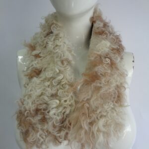 SCRAP ITEM: BROWN/WHITE LAMB FUR COLLAR/SCARF WRAP ARTS & CRAFTS