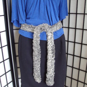 REFURBISHED & NATURAL GRAY ASTRAKHAN LAMB FUR WAIST BELT SCARF 63" X 1.5"
