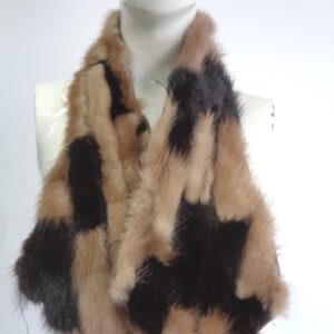 EXCELLENT 2-TONE MINK FUR SCARF COLLAR WRAP WOMEN WOMAN SIZE 36" X 3"