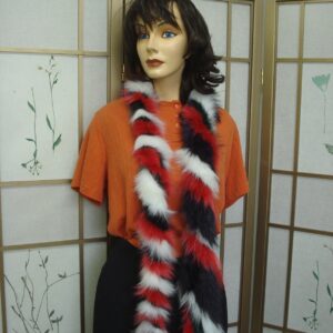 NEW RED WHITE GREEN PURPLE FOX FUR SCARF 60"