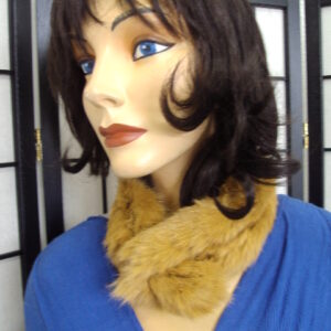 NEW BROWN RABBIT FUR SMALL SCARF WRAP WOMEN WOMAN SIZE 21" BY 2.5"