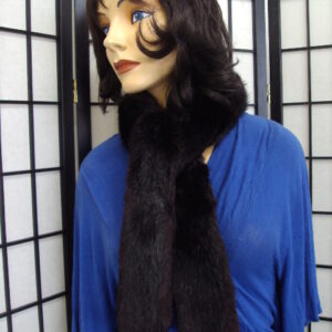 MINT DARK BROWN TO BLACK MUSKRAT FUR SCARF BELT WRAP WOMEN WOMAN SIZE 67"