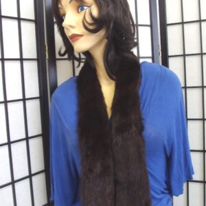 MINT BROWN CHINESE MINK FUR SCARF WRAP WOMEN WOMAN SIZE 42.5" LONG