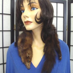 VINTAGE MINT SABLE FUR PELT STOLE SCARF 26"