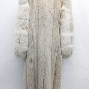 EXCELLENT BLUSH MINK FUR COAT JACKET W/ FOX TRIMS WOMEN WOMAN SIZE 4 PETITE