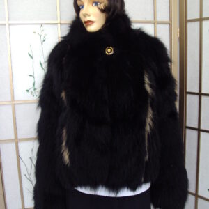 SHOWROOM NEW BLACK COYOTE FUR JACKET COAT WOMEN WOMAN SIZE 2 PETITE