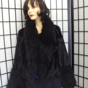 BRAND NEW BLACK ARCTIC BEAVER & COYOTE FUR JACKET COAT WOMEN WOMAN SIZE 6 SMALL