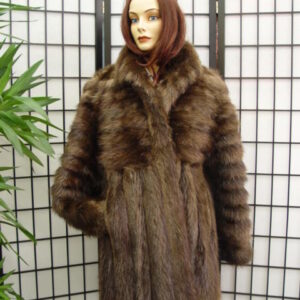 SHOWROOM NEW BROWN LONG HAIRED BEAVER FUR JACKET COAT WOMEN WOMAN SIZE 6-8 S-M