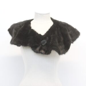 EXCELLENT BLACK MINK FUR COLLAR STOLE WRAP WOMEN WOMAN SIZE 28" X 8.5"
