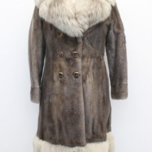 EXCELLENT CANADIAN LUTETIA MINK & FOX FUR COAT JACKET WOMEN WOMAN SIZE 2 PETITE