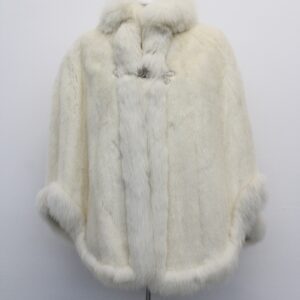 EXCELLENT CANADIAN WHITE MINK  & FOX FUR  CAPE WOMEN WOMAN SIZE SMALL-MEDIUM