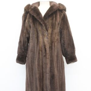 Excellent Brown Sheared Raccoon & Fox Fur Coat Jacket Women Woman Size 8-10 Hood