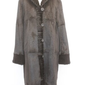 Excellent Brown Sheared Rabbit Fur Reversible Coat Women Woman Size 8 Medium