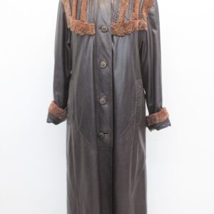 SCRAP ITEM: BROWN LEATHER & LAMB FUR COAT SIZE N/A ARTS & CRAFTS