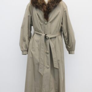 EXCELLENT RACCOON FUR LINED CLOTH COAT JACKET WOMEN WOMAN SIZE 6 SMALL