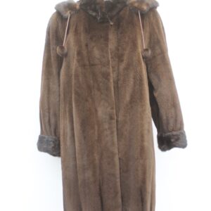 EXCELLENT SHEARED DARK RANCH MINK FUR JACKET COAT WOMEN WOMAN SIZE 14-16 W/HOOD