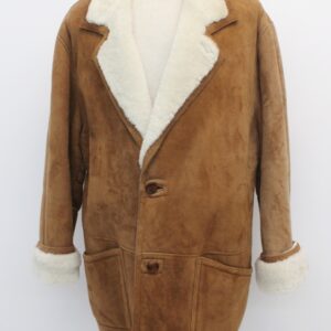 MINT BROWN SHEEPSKIN SHEARLING LAMB FUR COAT JACKET MEN MAN SIZE 46-48 2XL-3XL
