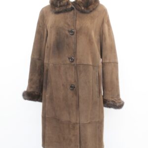 MINT BROWN SHEEPSKIN SHEARLING LAMB & MINK FUR JACKET COAT WOMEN WOMAN SIZE 8 M
