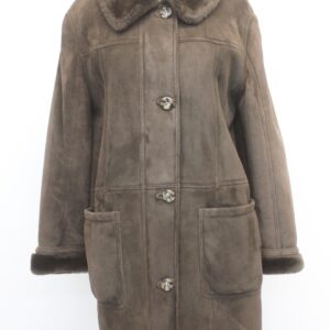 SHOWROOM NEW BROWN SHEEPSKIN SHEARLING LAMB FUR JACKET COAT WOMEN WOMAN SIZE 4 S