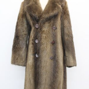 EXCELLENT BROWN LONG HAIRED BEAVER FUR COAT JACKET MEN MAN SIZE 36-38 X-SMALL