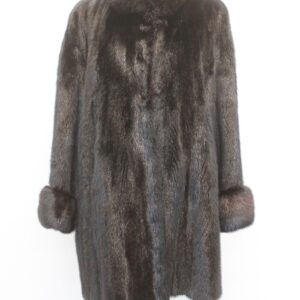 EXCELLENT CANADIAN DARK RANCH MINK FUR COAT JACKET WOMEN WOMAN SIZE 14-16 L-XL