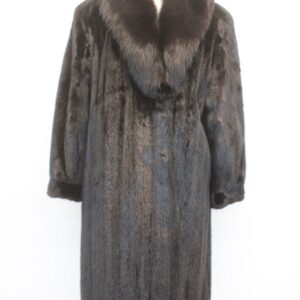 EXCELLENT CANADIAN DARK RANCH MINK & FOX FUR COAT JACKET WOMEN WOMAN SIZE 12-14