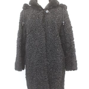 SCRAP ITEM: BLACK CURLY LAMB & RABBIT FUR COAT JACKET SIZE N/A ARTS & CRAFTS