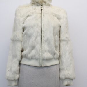 EXCELLENT WHITE RABBIT FUR JACKET COAT WOMEN WOMAN SIZE 2-4 PETITE