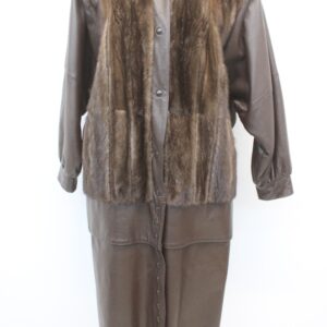 SCRAP ITEM: LUTETIA MINK FUR & BROWN LEATHER COAT SIZE N/A ARTS & CRAFTS