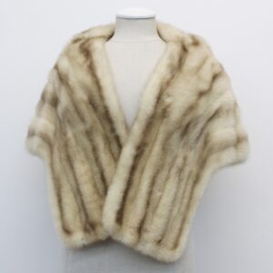 EXCELLENT CANADIAN BROWN CROSS MINK FUR STOLE SHAWL WRAP WOMEN WOMAN