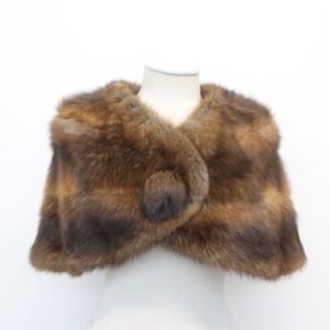 EXCELLENT MUSKRAT FUR STOLE SHAWL WRAP WOMEN WOMAN SIZE SMALL 15" X 32"