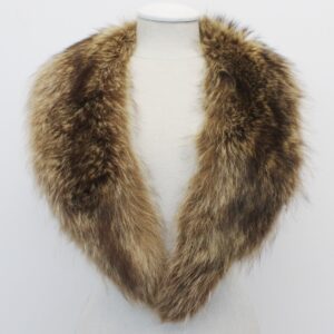 MINT NATURAL RACCOON FUR SHAWL COLLAR WRAP WOMEN WOMAN 5" x 42"