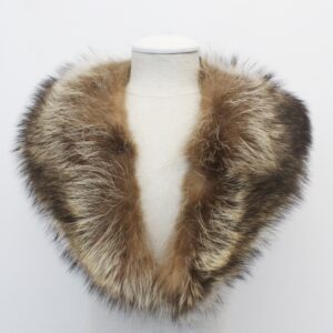 MINT NATURAL RACCOON FUR SHAWL COLLAR WRAP WOMEN WOMAN 6" x 34"