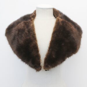 MINT BROWN MUSKRAT FUR SHAWL COLLAR WRAP WOMEN WOMAN 7.5" x 36"