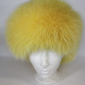 BRAND NEW YELLOW FOX FUR PILLBOX STYLE HAT WOMEN WOMAN SIZE ALL